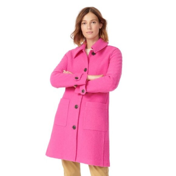 J Crew Lady Coat In Italian Boiled Wool - Light Fuchsia - 12 - Picture 1 of 7
